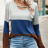 Colorblock Hollow-Out Loose Sweatshirt