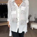 Simple Letter Print High-low Loose Shirt