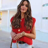 Sleeveless Cropped Knit Sweater Cardigan