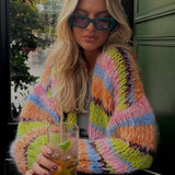 Loose Contrast Sweater Jacket