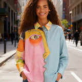 Abstract Face Patchwork Top