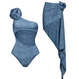 3D Floral One-Shoulder Sexy Monokini