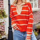 Fashionable Striped Patchwork Sweater