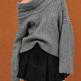 Oversized High Roll Knit Pullover