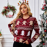 Casual Crewneck Embroidered Sweater – Gingerbread Man