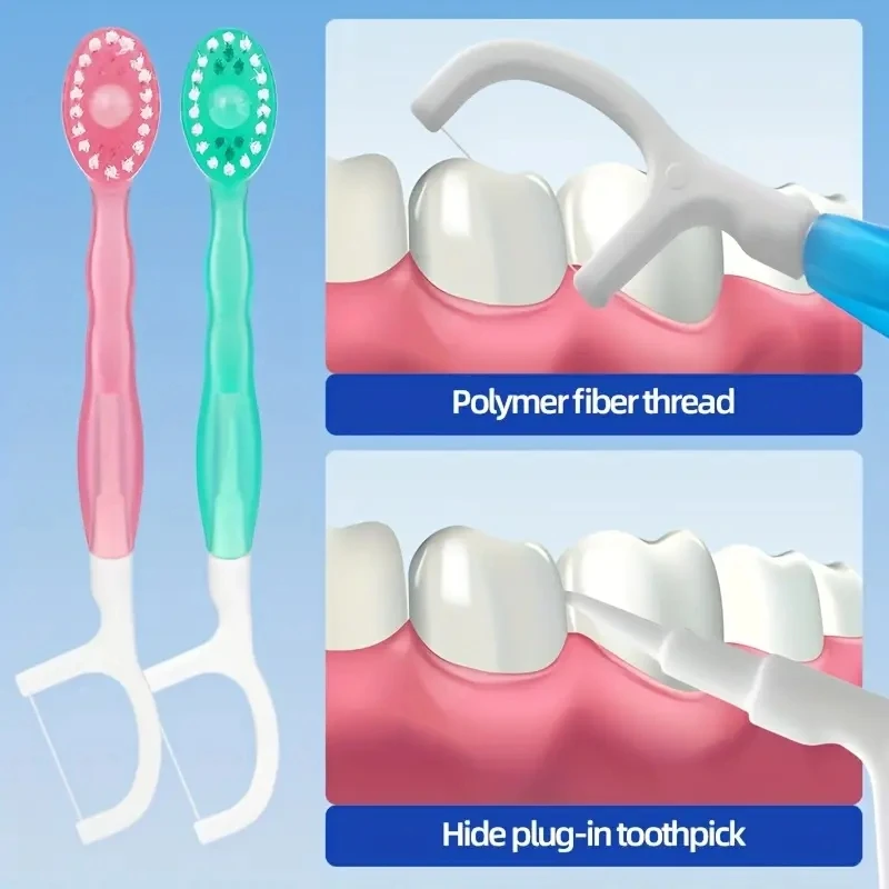 5 in 1 Mini Toothbrush & Floss & Tongue Scraper & Toothpick Set