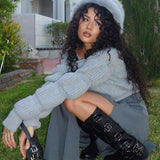 Street Style Lantern Sleeve Crop Sweater