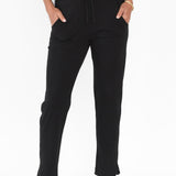 Angie Black Cotton Drawstring Pants