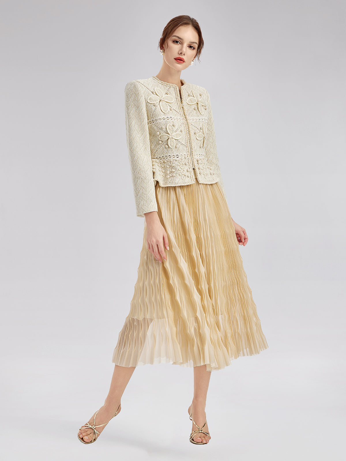 3D Flower Custom Pleated Tulle Skirt Set