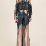 Abstract Waves Two-Piece Set - Blue-Brown