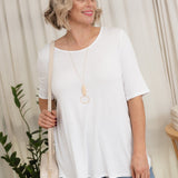 Maya White Half Sleeve Tee