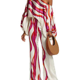 Abstract Waves Two-Piece Set - Fuschia