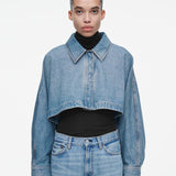 Oversized Cropped Denim Jacket