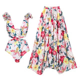 3D Floral Cutout Swimsuit One Piece Set