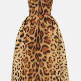 Animal-print Bustier Midi Dress
