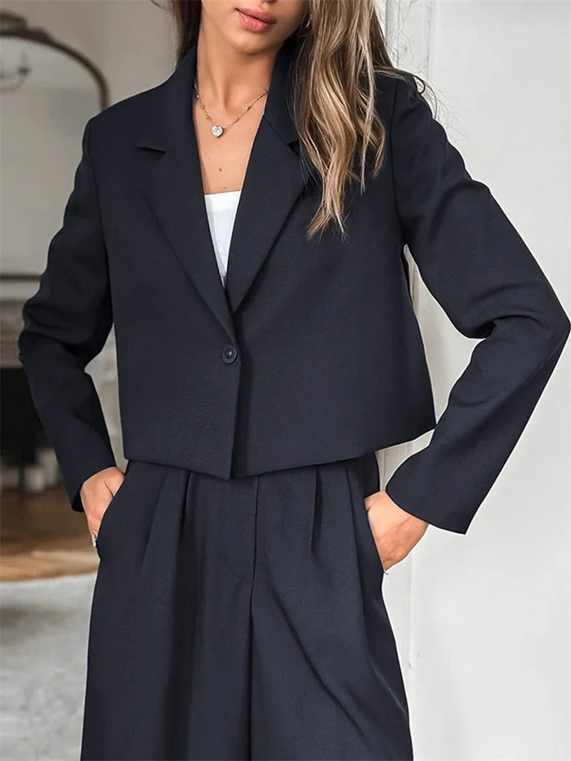 Autumn Winter Solid Office Pants Set