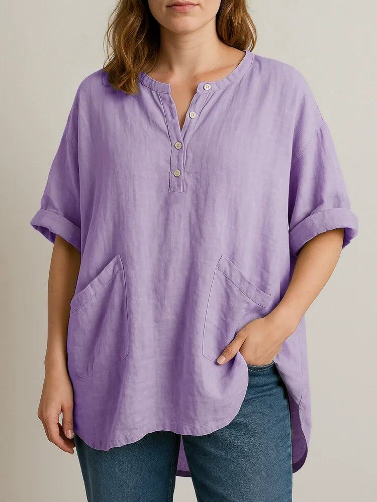 VivaEase™ ColorFlow V-Neck Top