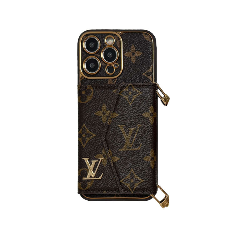 Premium Leather iPhone Case: Integrated Wallet & Detachable Strap