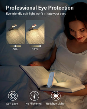 USB Rechargeable Book LED Light with Clip for Reading in Bed
