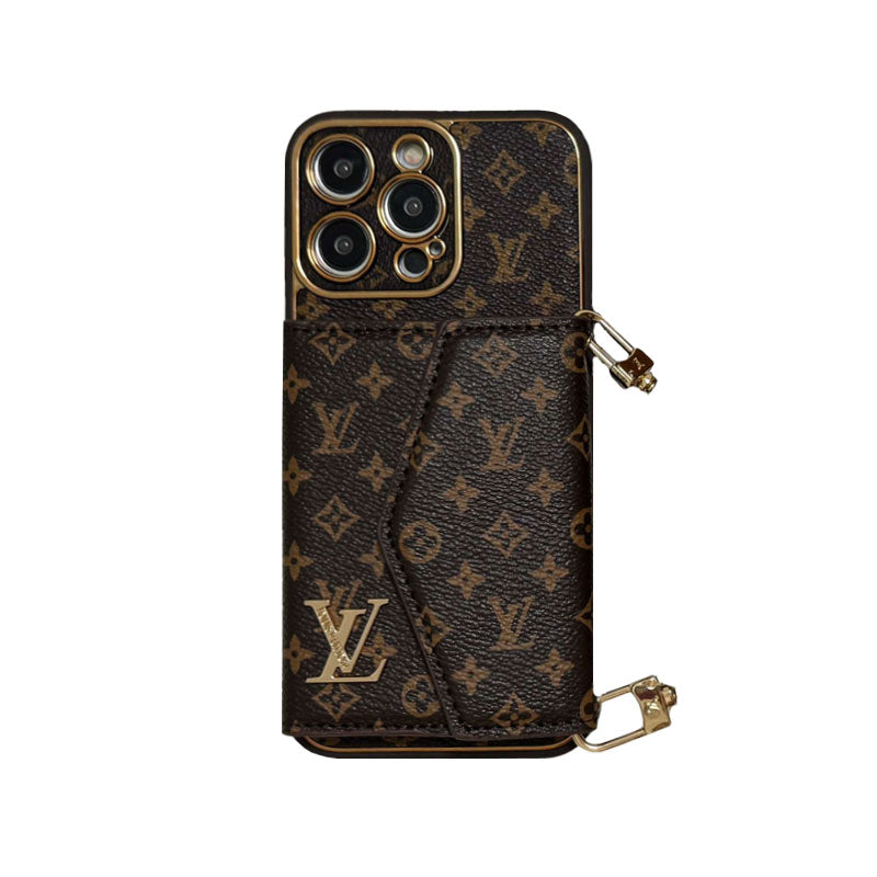 Premium Leather iPhone Case: Integrated Wallet & Detachable Strap