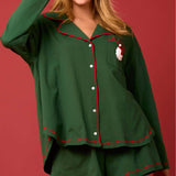 Santa Claus Long Sleeve Shirt Shorts Pajama Set
