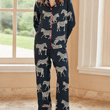 Blue Zebra Print Pajama Set