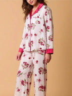 Light pink striped cherry print pajama set
