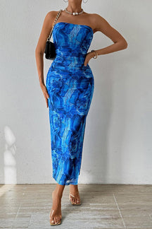 Rose Print Backless Dress – Ruched Bodycon with Romantic Floral Vibe