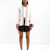 Embroidered Open-Front Coat