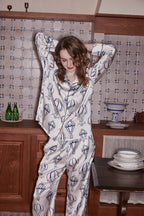Hot Air Balloon Print Pajama Set - White