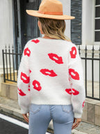 Lips of Love Round Neck Pullover Sweater
