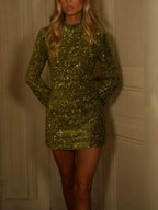 Sequin Luxe Long-Sleeve Mini Dress