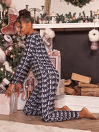 Christmas Print Long Sleeve Jumpsuit