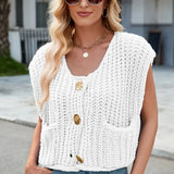 V-Neck Buttoned Knit Vest