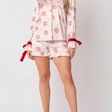 Candy Print Velvet Trim Pajama Set