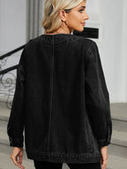 V-Neck Long-Sleeve Denim Jacket