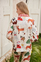 Christmas Dog Print Pajama Set-Pant Set
