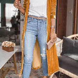 Long Velvet Cardigan Coat