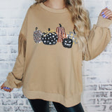 Pumpkin Sequin Fringe Sleeve Top