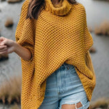 Turtleneck Solid Dolman Sleeve Sweater
