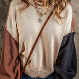 Versatile Contrast Color Pullover Sweatshirt
