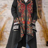 Floral  Open Hooded Knit Blend Shrug Coat