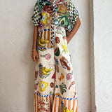 Artistic Colorful Fruit Print Casual Two-Piece Set