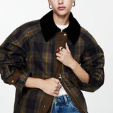Plaid Straight-Cut Women's Jacket