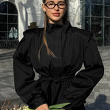 Adjustable Waist Trench Jacket