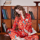 Dessert Print Long Sleeve Ice Silk Loungewear Set