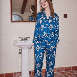 Bow Pattern Ice Silk Pajama Set
