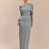 Asymmetric Neckline Maxi Dress
