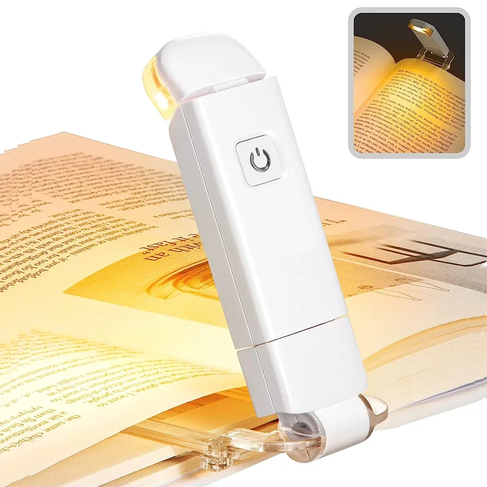 USB Rechargeable Book LED Light with Clip for Reading in Bed