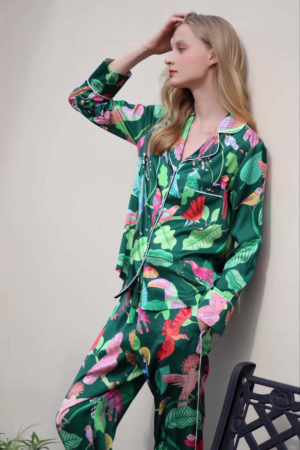 Tiger and Monkey Print Ice-Sleeve Loungewear Set